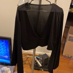 Deep V crop top with large Bell sleeves